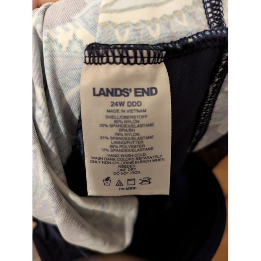 Lands End Swim Sz 24 DDD Tankini Top W/ Adj Support Straps rouched Plus Comfort - Picture 4 of 4